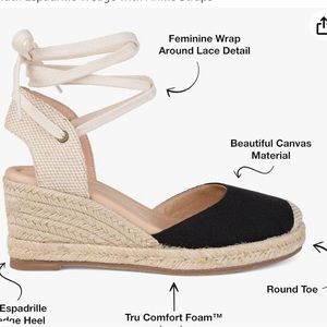 Black and Tan Espadrille. Journee Collection. Size: 7.5. Barely worn.